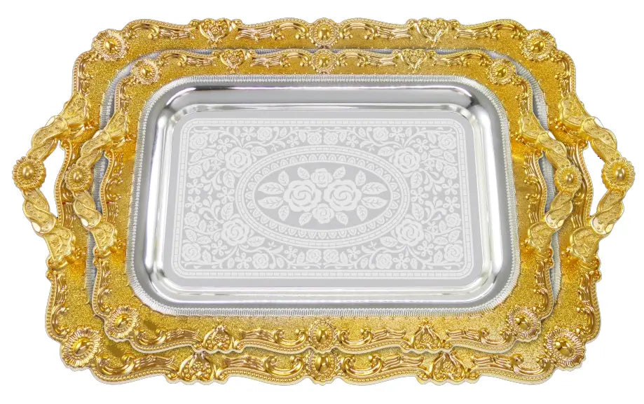 Elegantes 2er Tablett-Set aus Stahl mit Griffen – Hochwertig & Robust (36x26 cm & 46x36 cm) Prime Deluxe GmbH