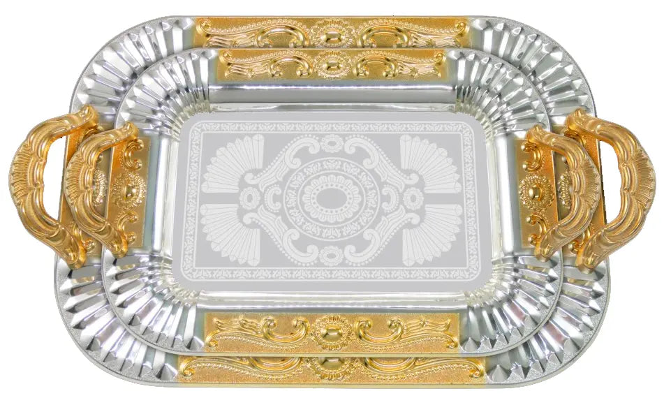Elegantes 2er Tablett-Set aus Stahl mit Griffen – Hochwertig & Robust (36x26 cm & 46x36 cm) Prime Deluxe GmbH