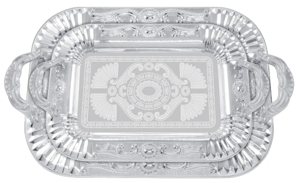 Elegantes 2er Tablett-Set aus Stahl mit Griffen – Hochwertig & Robust (36x26 cm & 46x36 cm) Prime Deluxe GmbH