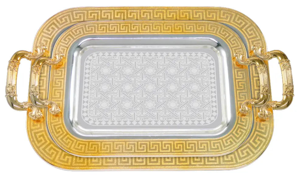 Elegantes 2er Tablett-Set aus Stahl mit Griffen – Hochwertig & Robust (36x26 cm & 46x36 cm) Prime Deluxe GmbH