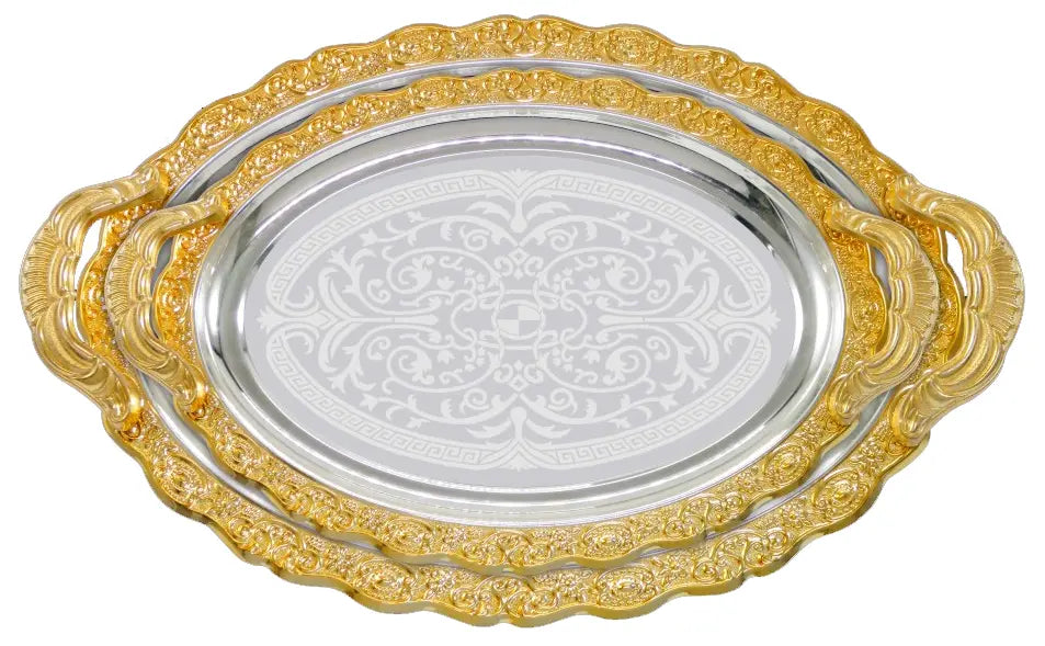 Elegantes 2er Tablett-Set aus Stahl mit Griffen – Hochwertig & Robust (36x26 cm & 46x36 cm) Prime Deluxe GmbH