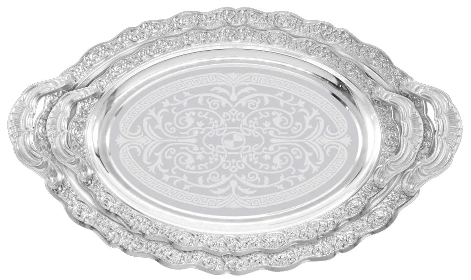 Elegantes 2er Tablett-Set aus Stahl mit Griffen – Hochwertig & Robust (36x26 cm & 46x36 cm) Prime Deluxe GmbH