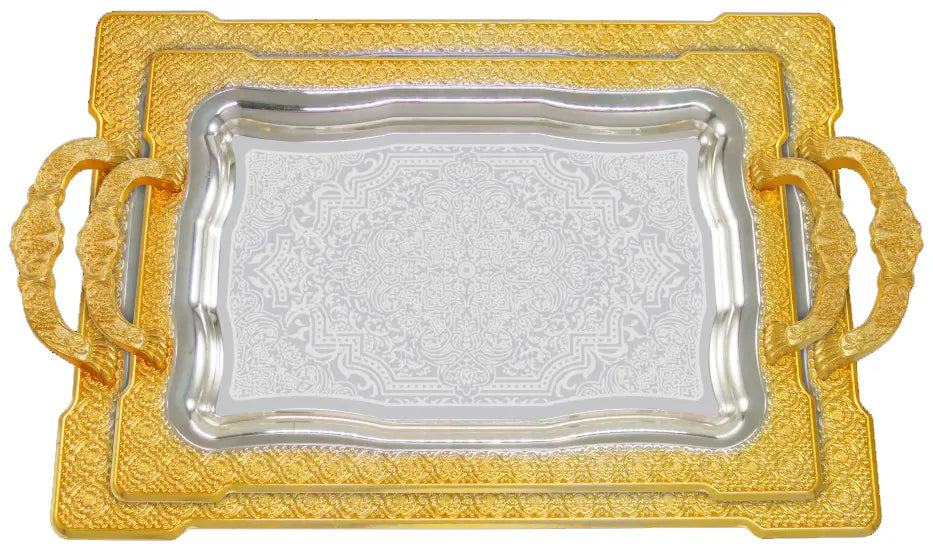 Elegantes 2er Tablett-Set aus Stahl mit Griffen – Hochwertig & Robust (36x26 cm & 46x36 cm) Prime Deluxe GmbH