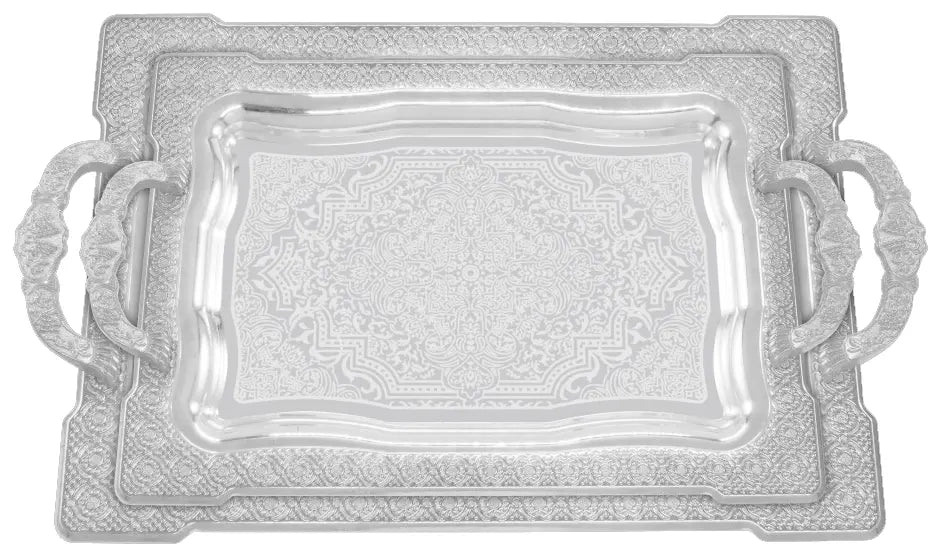 Elegantes 2er Tablett-Set aus Stahl mit Griffen – Hochwertig & Robust (36x26 cm & 46x36 cm) Prime Deluxe GmbH