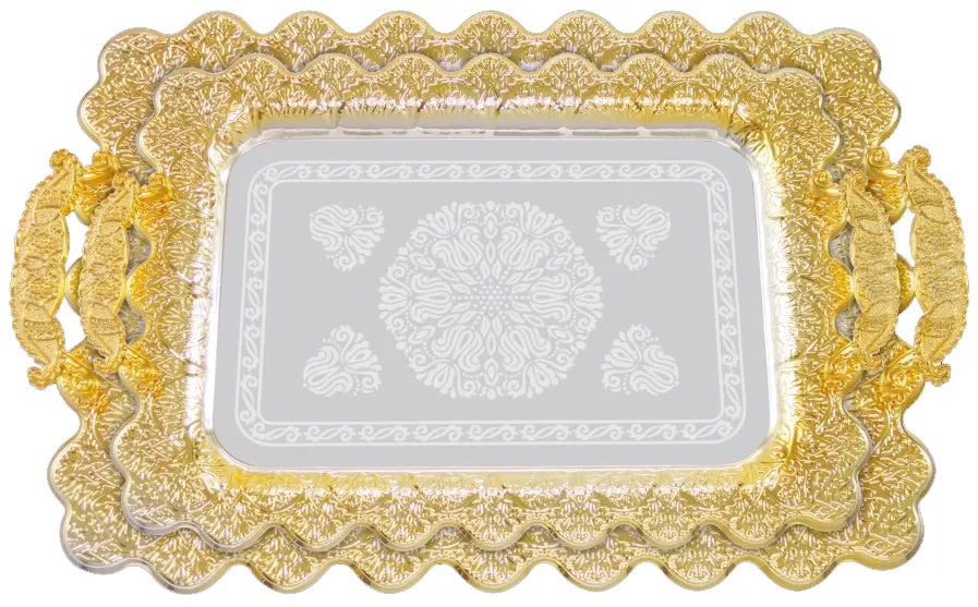 Elegantes 2er Tablett-Set aus Stahl mit Griffen – Hochwertig & Robust (36x26 cm & 46x36 cm) Prime Deluxe GmbH