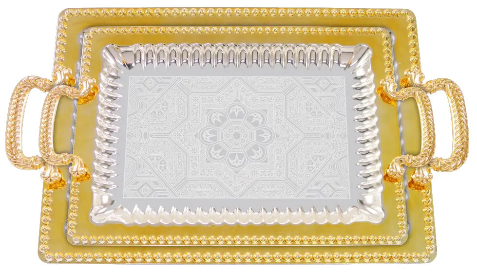 Elegantes 2er Tablett-Set aus Stahl mit Griffen – Hochwertig & Robust (36x26 cm & 46x36 cm) Prime Deluxe GmbH