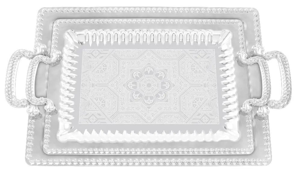 Elegantes 2er Tablett-Set aus Stahl mit Griffen – Hochwertig & Robust (36x26 cm & 46x36 cm) Prime Deluxe GmbH