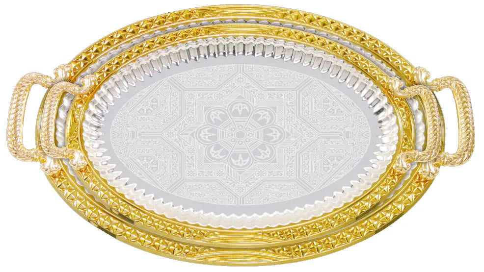 Elegantes 2er Tablett-Set aus Stahl mit Griffen – Hochwertig & Robust (36x26 cm & 46x36 cm) Prime Deluxe GmbH