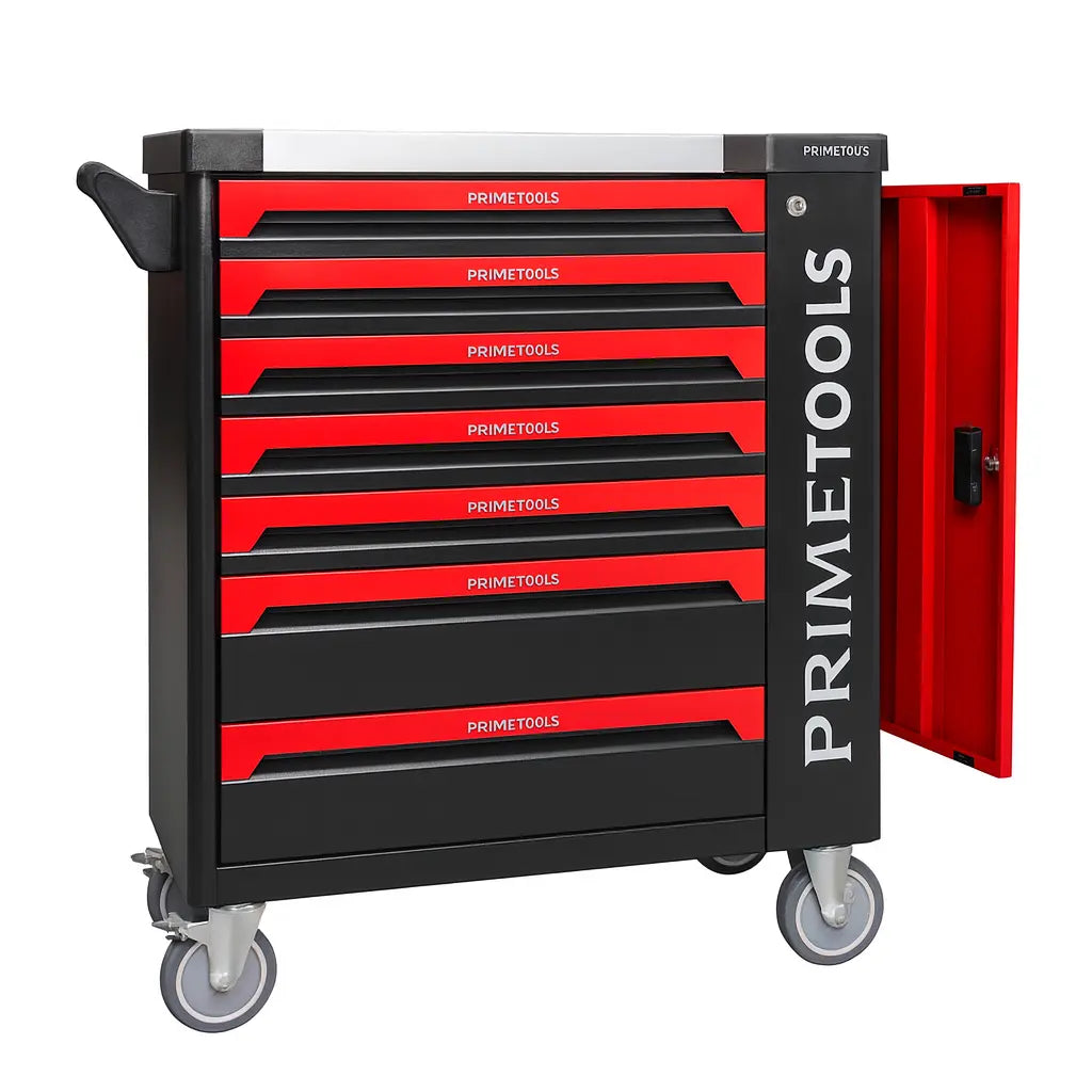 PRIME TOOLS Werkzeugwagen mit 262 Teilen – Profi Werkstattwagen mit 7 Schubladen & Rollen