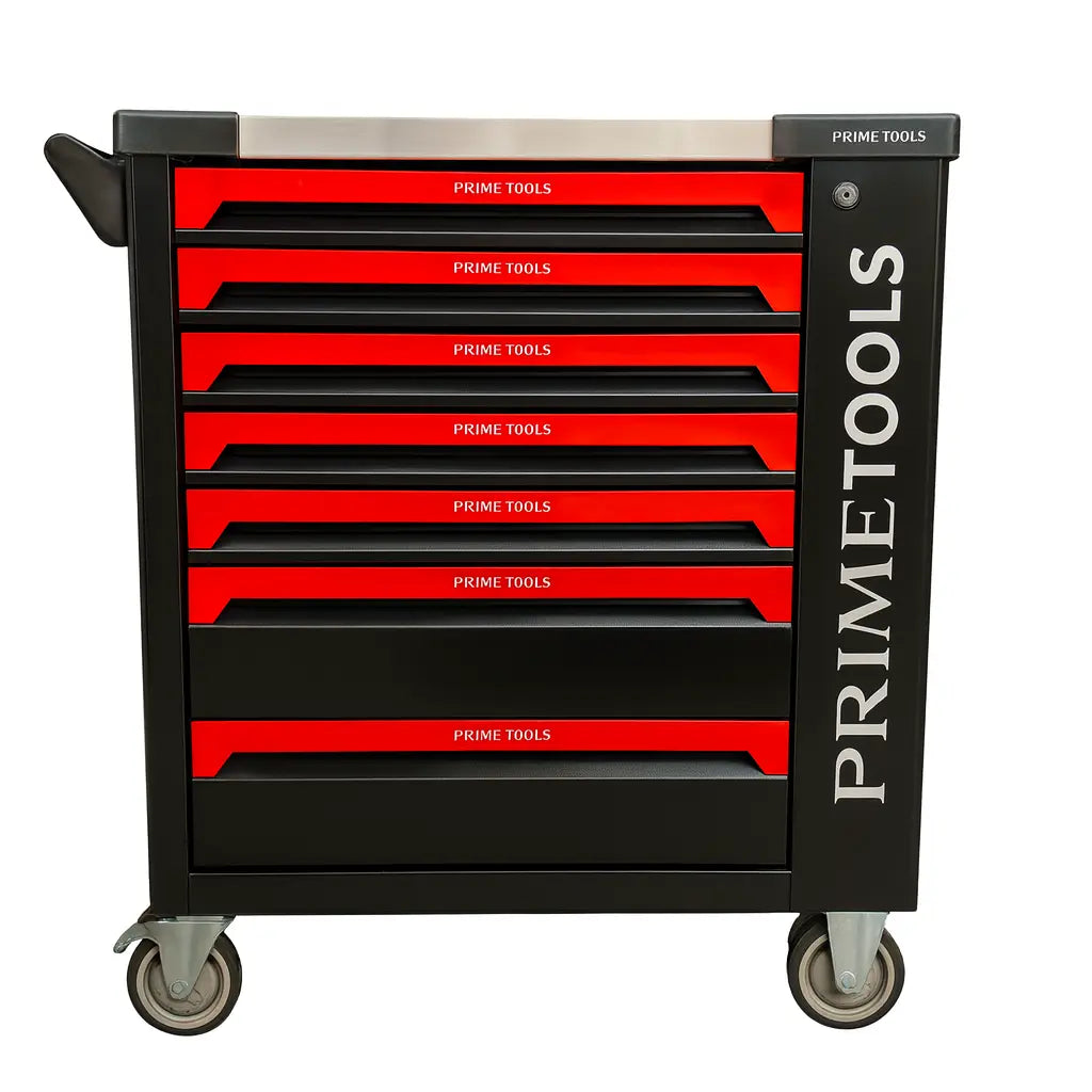 PRIME TOOLS Werkzeugwagen mit 262 Teilen – Profi Werkstattwagen mit 7 Schubladen & Rollen