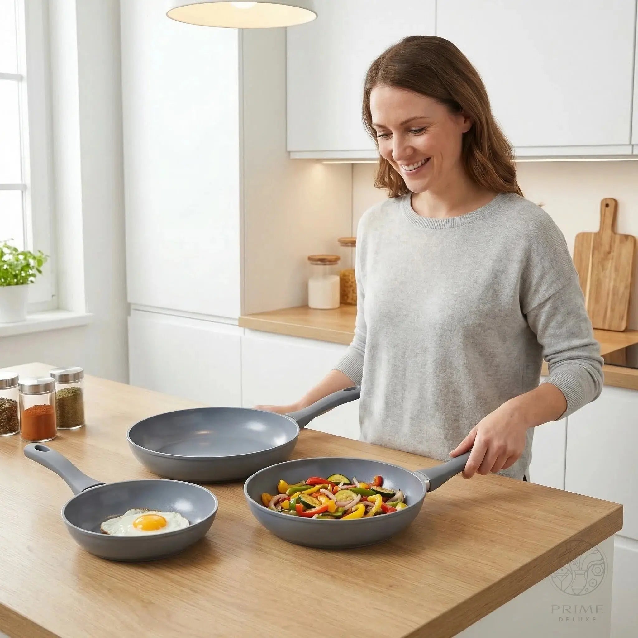 Keramik Pfannen Set 20–24–28 cm – Antihaft, Induktion, Ergonomischer Griff Prime Deluxe GmbH