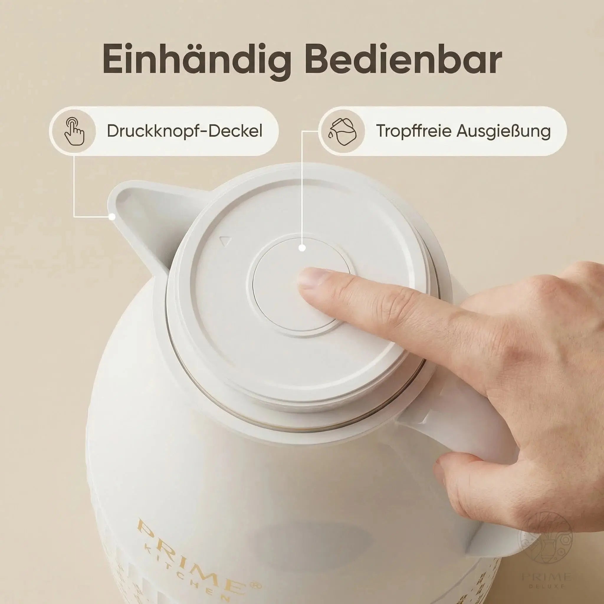 Prime Kitchen Premium Thermo Teekanne 2L – Teefilter für losen Tee, 12h heiß & 24h kalt Prime Deluxe GmbH