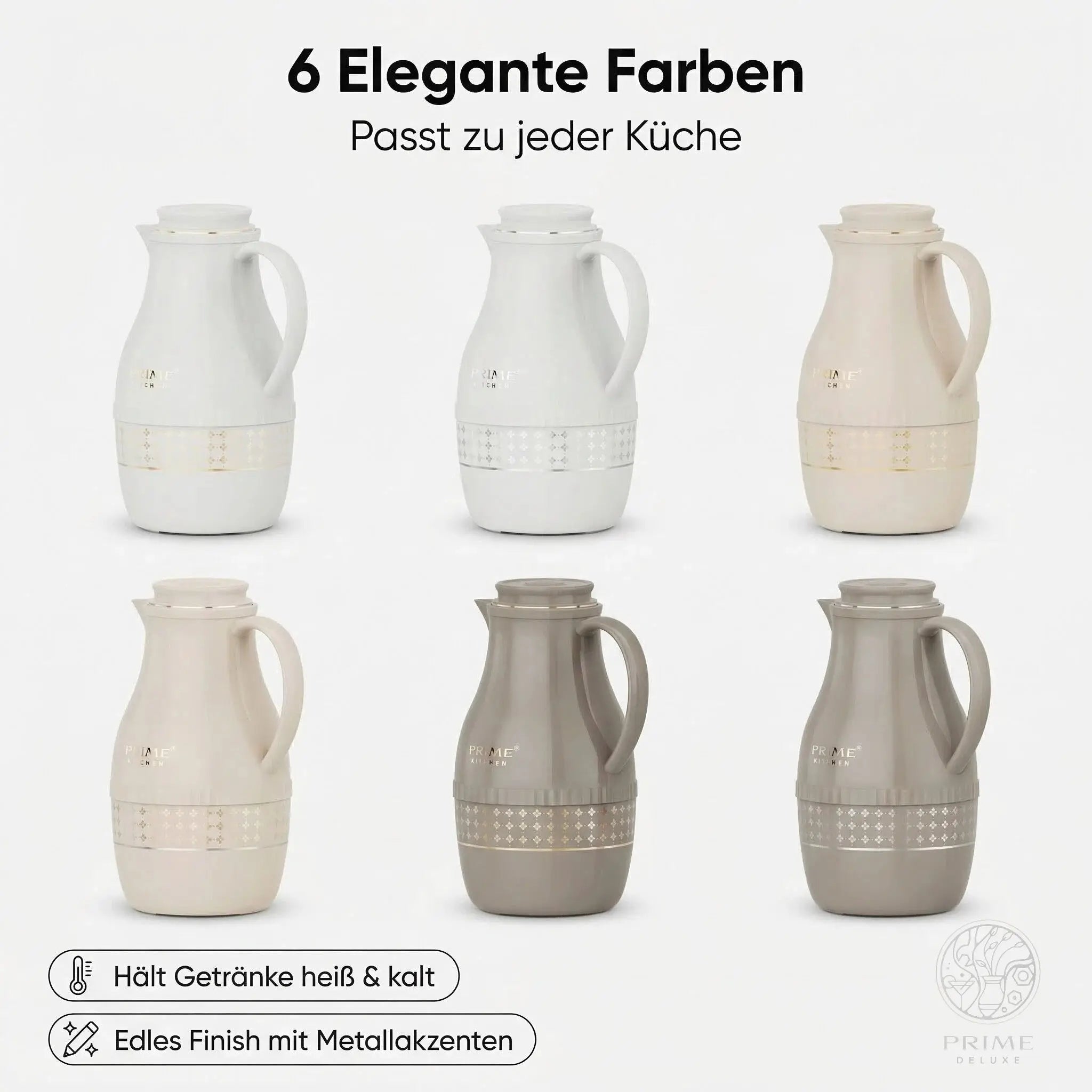 Prime Kitchen Premium Thermo Teekanne 2L – Teefilter für losen Tee, 12h heiß & 24h kalt Prime Deluxe GmbH