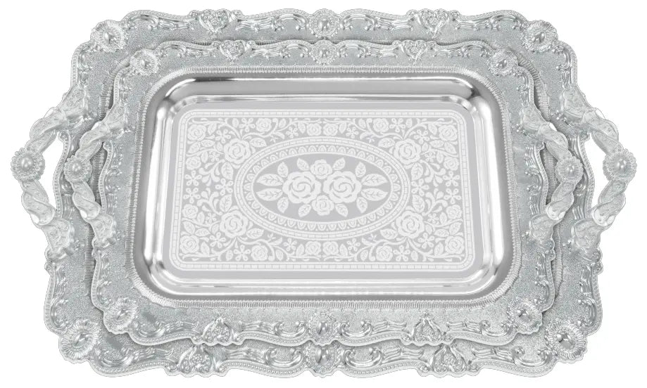 Elegantes 2er Tablett-Set aus Stahl mit Griffen – Hochwertig & Robust (36x26 cm & 46x36 cm) Prime Deluxe GmbH