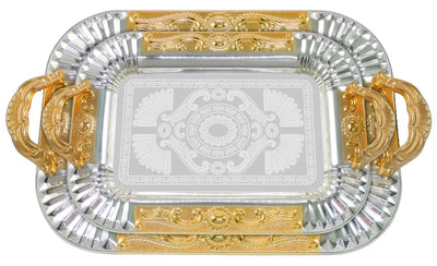 Elegantes 2er Tablett-Set aus Stahl mit Griffen – Hochwertig & Robust (36x26 cm & 46x36 cm) Prime Deluxe GmbH