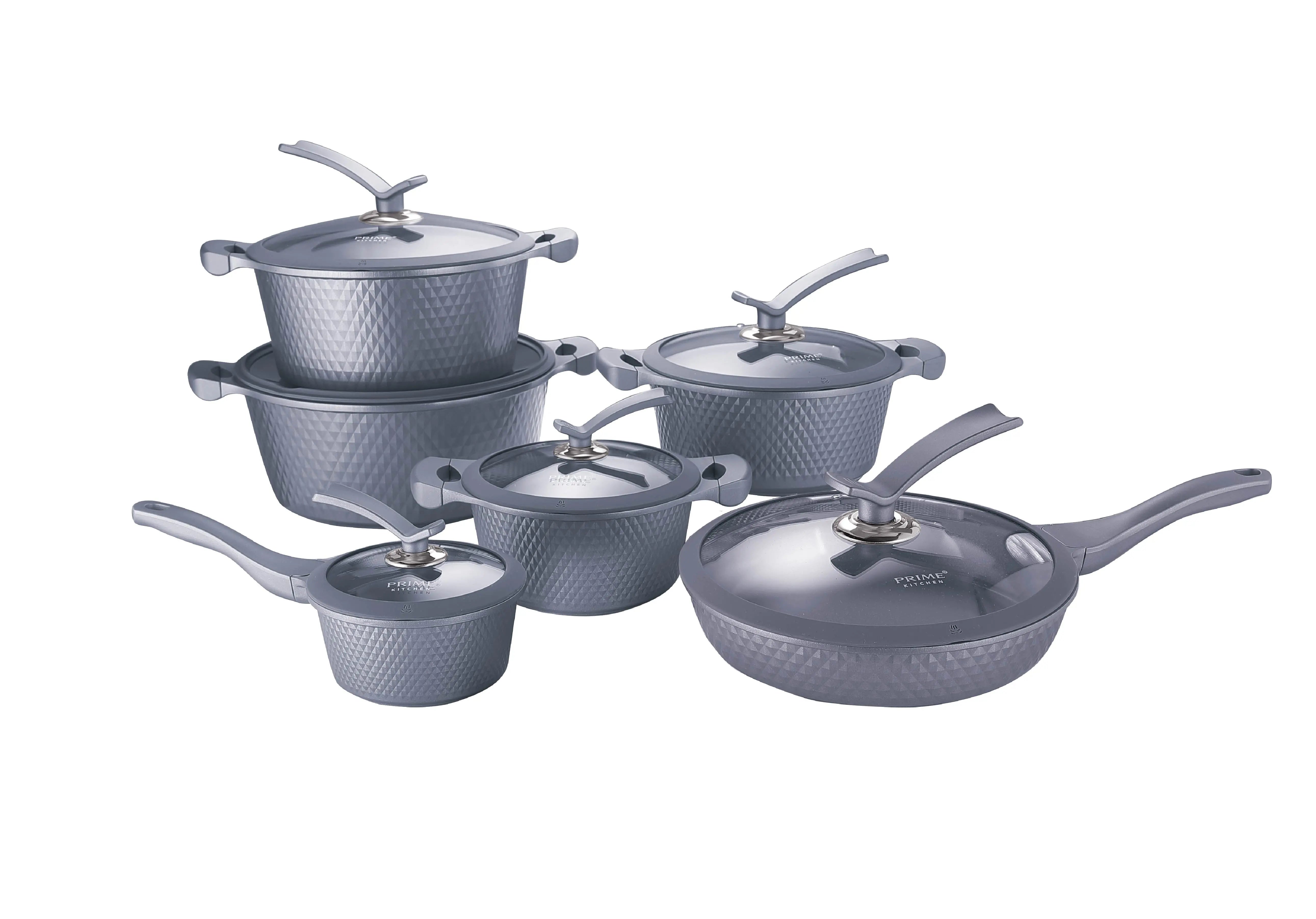 Prime Kitchen 12-teiliges Kochtopfset Diamant-Style – Induktionsgeeignet, Aluminium mit Keramikbeschichtung, Glasdeckel & Antihaft, 3 Farben Prime Deluxe GmbH