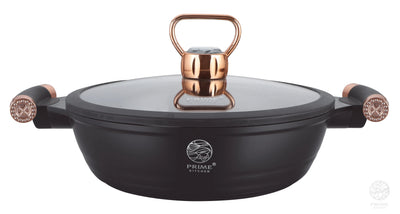 Diamond Edition Topfset 10-teilig – Keramik Antihaft, Induktion, Diamant Deckelgriff (Gold/Silber) Prime Deluxe GmbH
