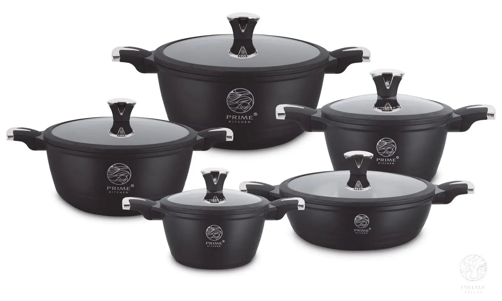 Prime Kitchen® Premium Topfset 10-teilig – Keramik Antihaft, Induktion, Silikon-Deckelrand Prime Deluxe GmbH