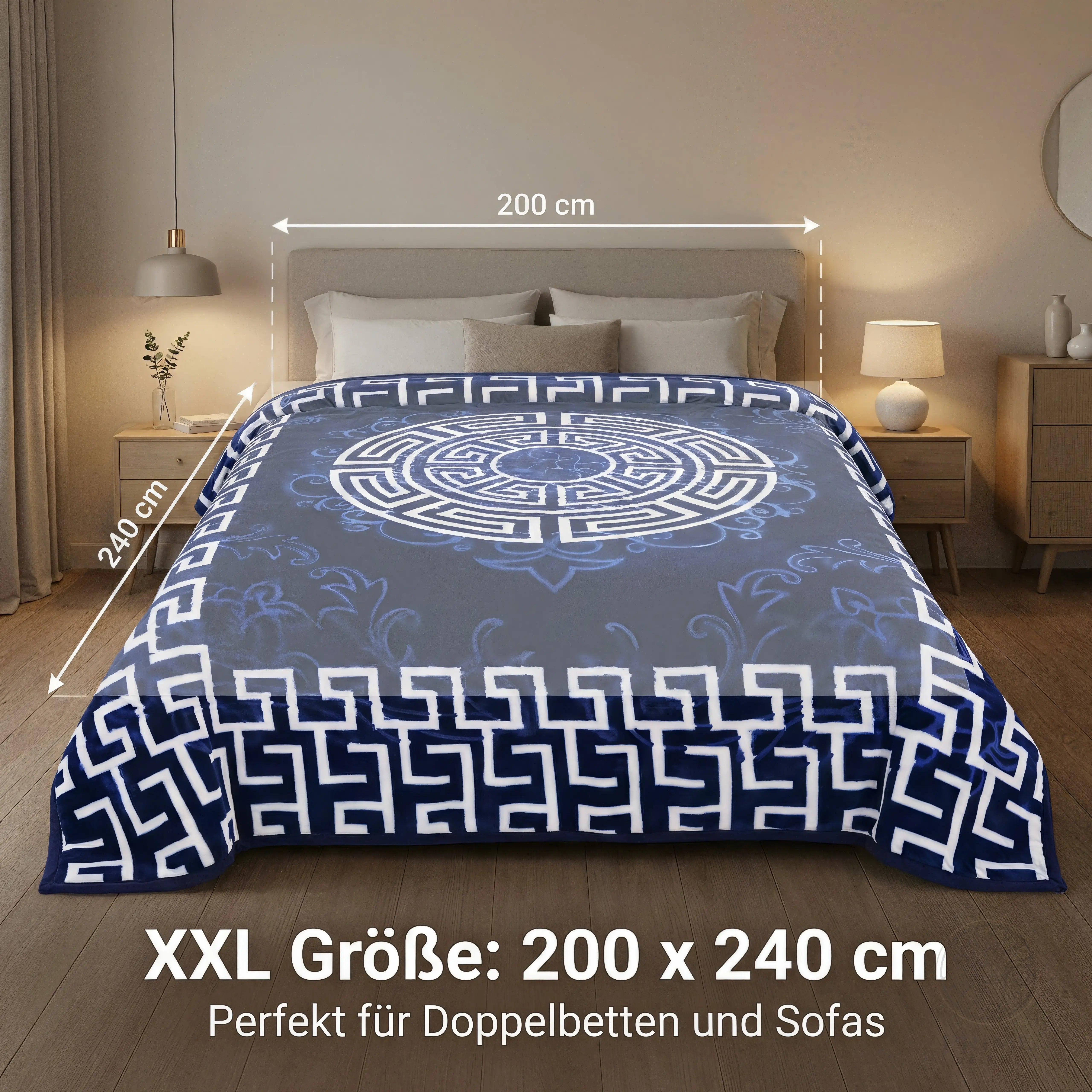 Prime Homely Kuscheldecke 200x240cm – 4kg schwere Luxusdecke mit edlem Muster – Winterdecke Prime Deluxe GmbH