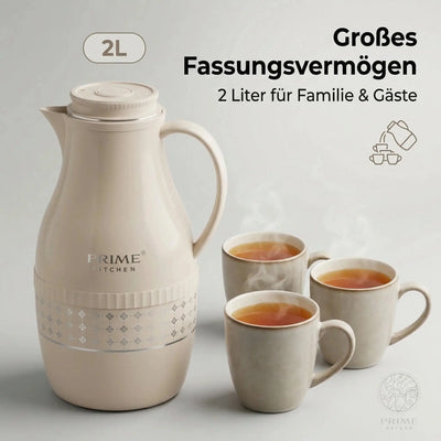 Prime Kitchen Premium Thermo Teekanne 2L – Teefilter für losen Tee, 12h heiß & 24h kalt Prime Deluxe GmbH